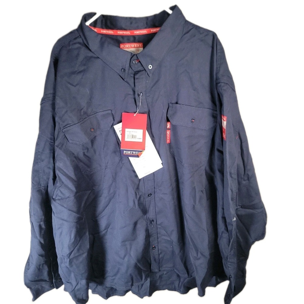 NWT Portwest Mens 6XL Navy FR Flame Resistant ARC 2 NFPA 2112 Workwear Shirt FR